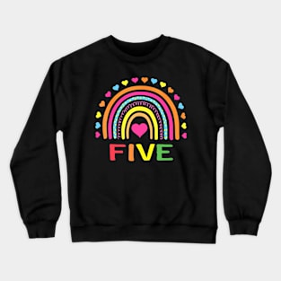 Years Old Rainbow 5th Birthday For Girls Boys Kids Crewneck Sweatshirt